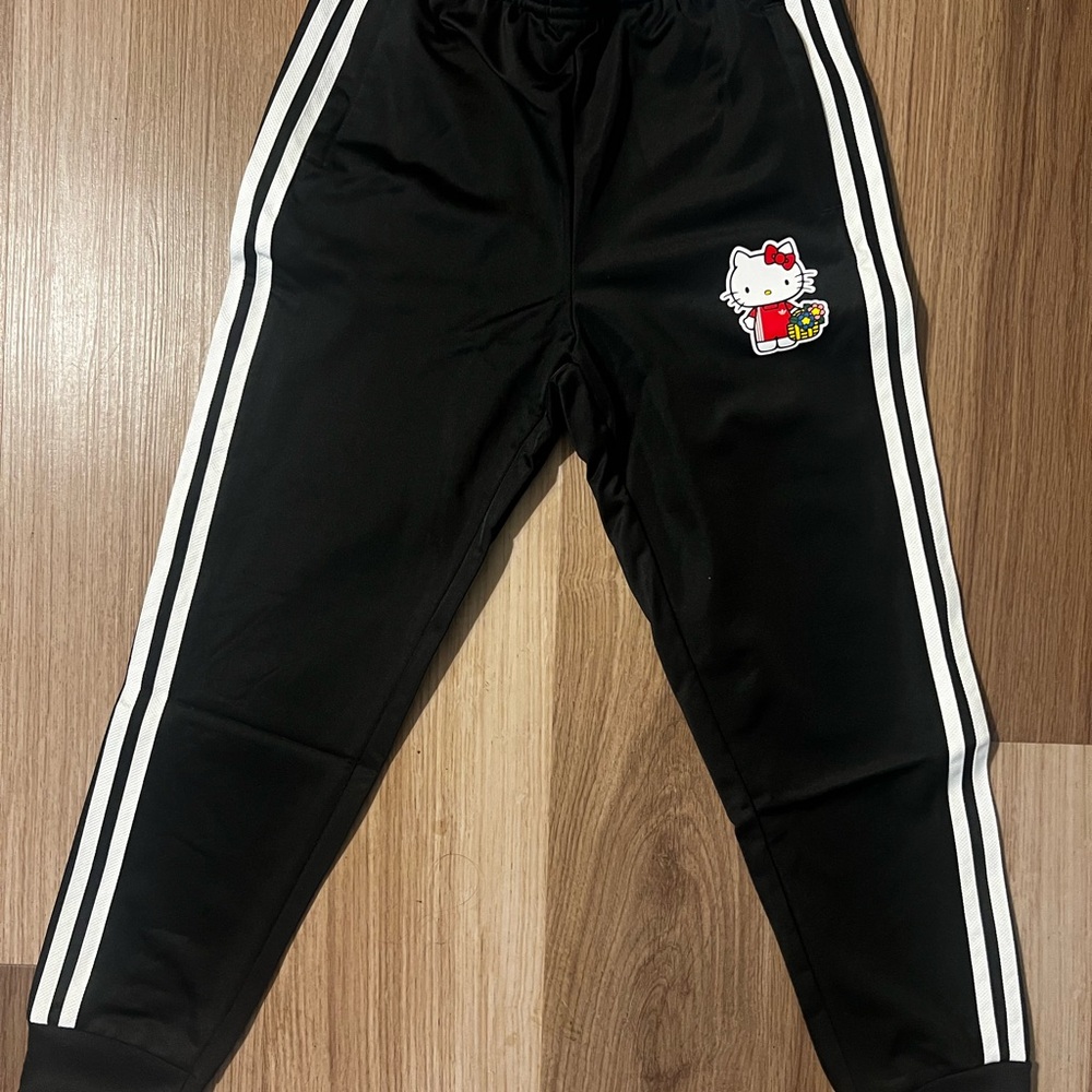 adidas Black Kids Hello
Kitty Joggers with White Stripes